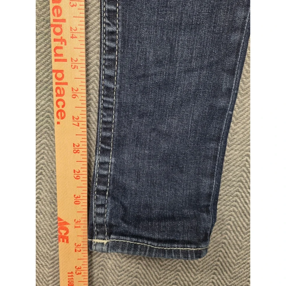 True Religion Skinny Jeans Dark Wash Crystal‎ Horseshoe Blue Embellished Size 26